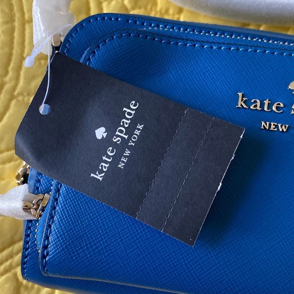 Kate Spade Staci Dual Zip Saffiano Leather Crossbody Bag, Sapphire Ice, NWT WLR0 - Picture 5 of 7